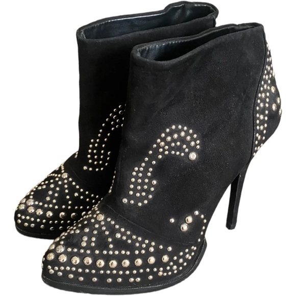 Zara Trafaluc Fall Winter  Faux Suede Studded Black Stiletto Size 38/ Si… - Picture 1 of 9